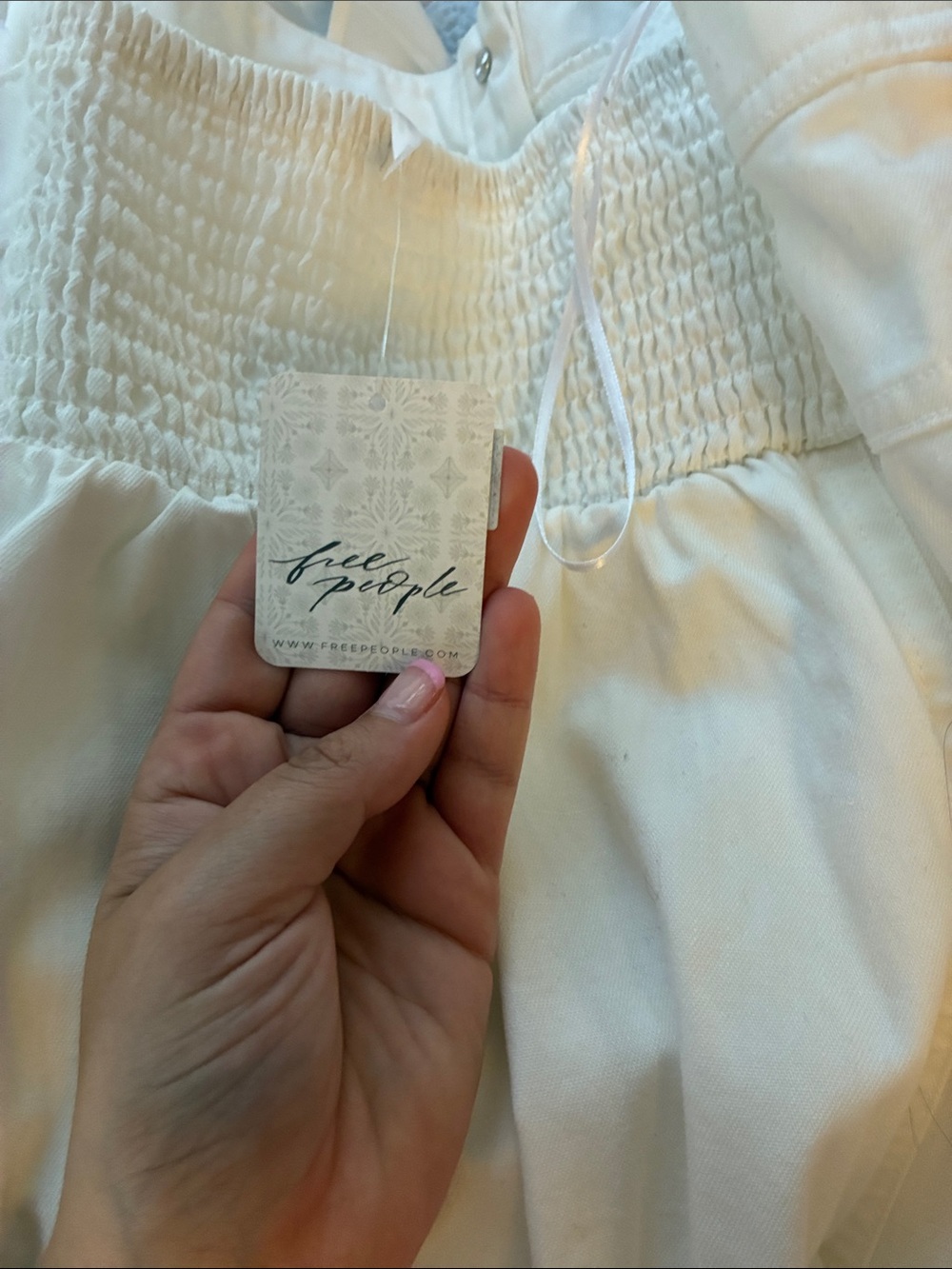 Free People Cream Smocked Midi Dress - Picture 3 of 6